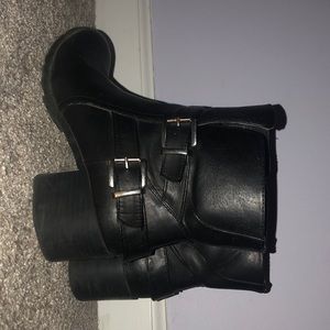 Black booties with buckle